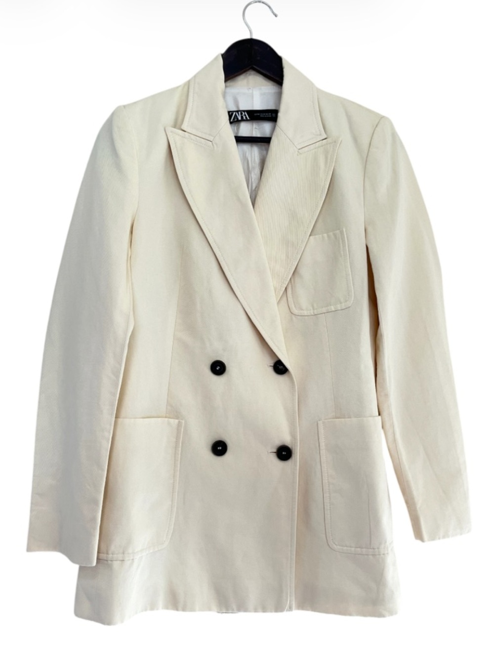 Zara Linen Blend Double Breasted Blazer - Size M